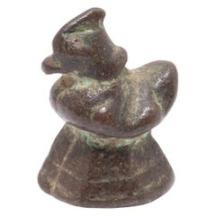 Antique Petite Chinese Bronze Rooster Scale Weight, C. 1800