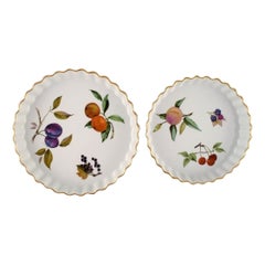 Retro Royal Worcester, England, Two Evesham Pie Dishes in Porcelain, 1980s