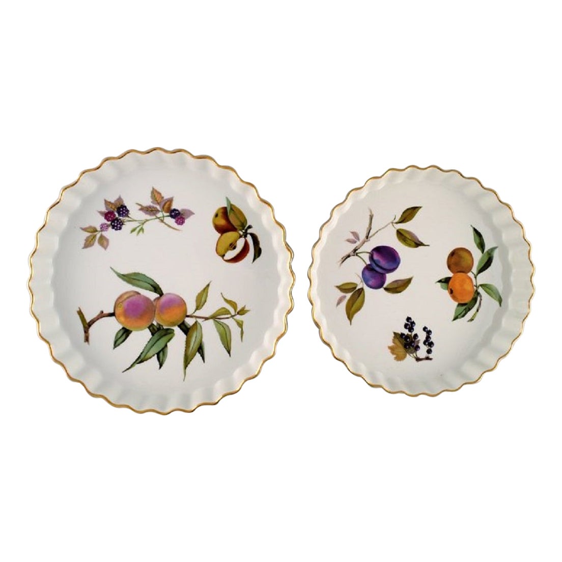 Royal Worcester, England, Two Evesham Pie Dishes in Porcelain, 1980s For Sale