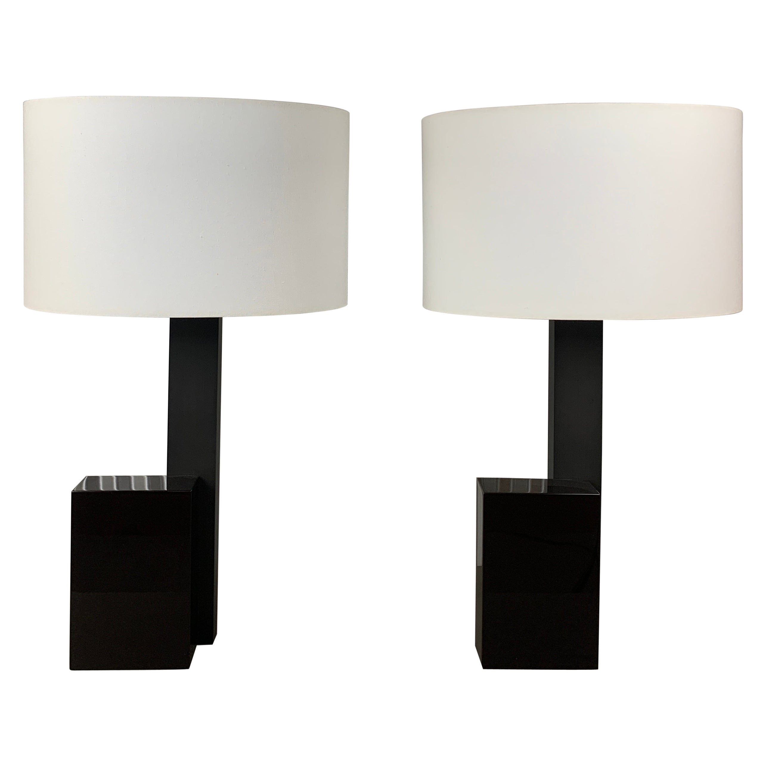 Abstraction Table Lamps by Herve Langais (Pair)  For Sale