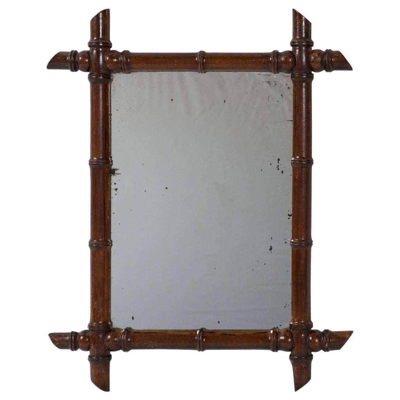 Antique French Faux Bamboo Mirror, circa 1910 For Sale