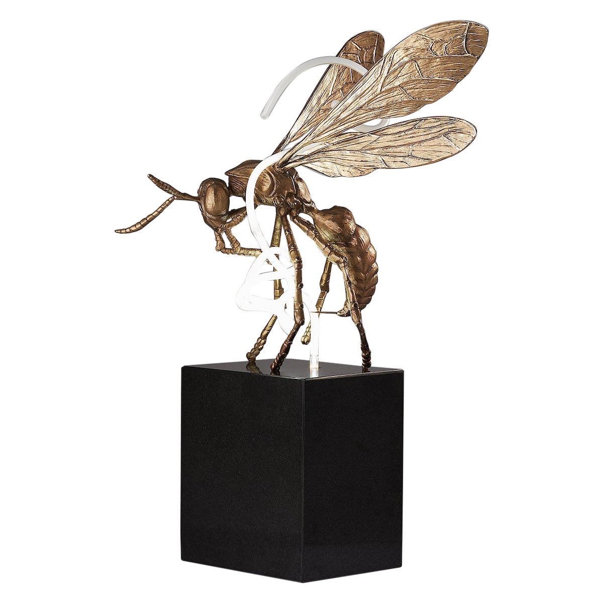 George Sellers, 'Vespidae w/neon Tangle (Wasp), ' Bronze, Glass Neon Table Lamp