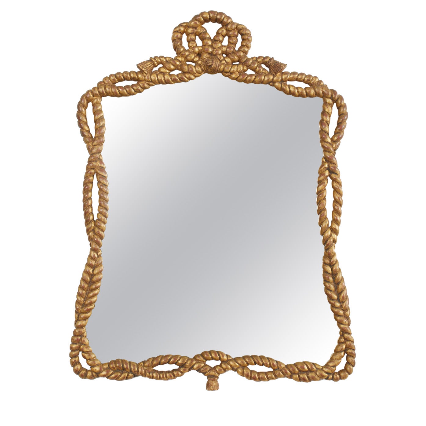 Napoleon III Style Carved Giltwood Rope Tassel Mirror For Sale