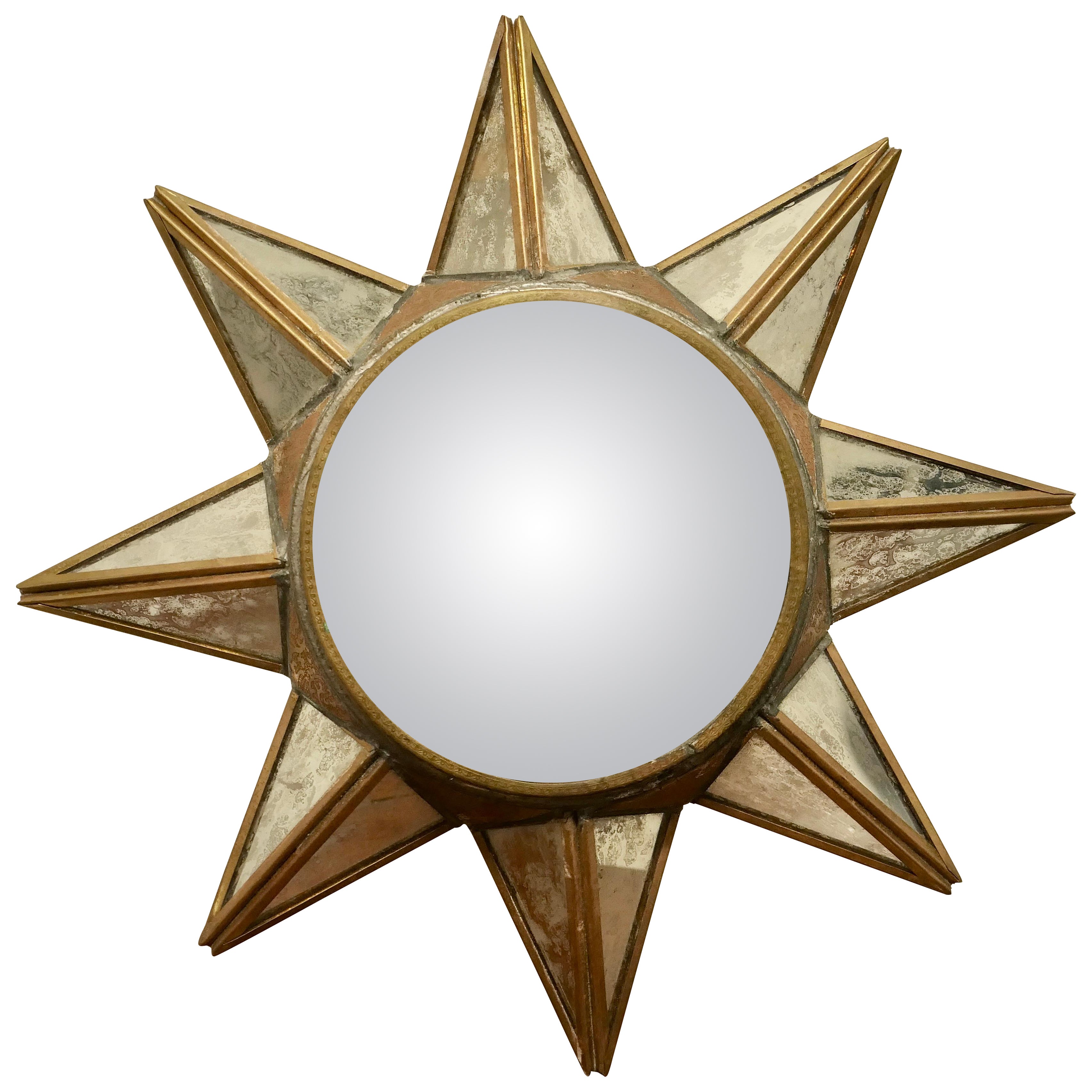 French Art Deco Style 3D Starburst Mirror For Sale