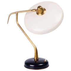 Table Lamp by Oscar Torlasco for Lumi, Brass and Metal Black and White, 1950s