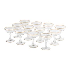 Set von 12 feinen Kristall-Cocktail- oder Champagnergläsern aus dem frühen 20. Jahrhundert