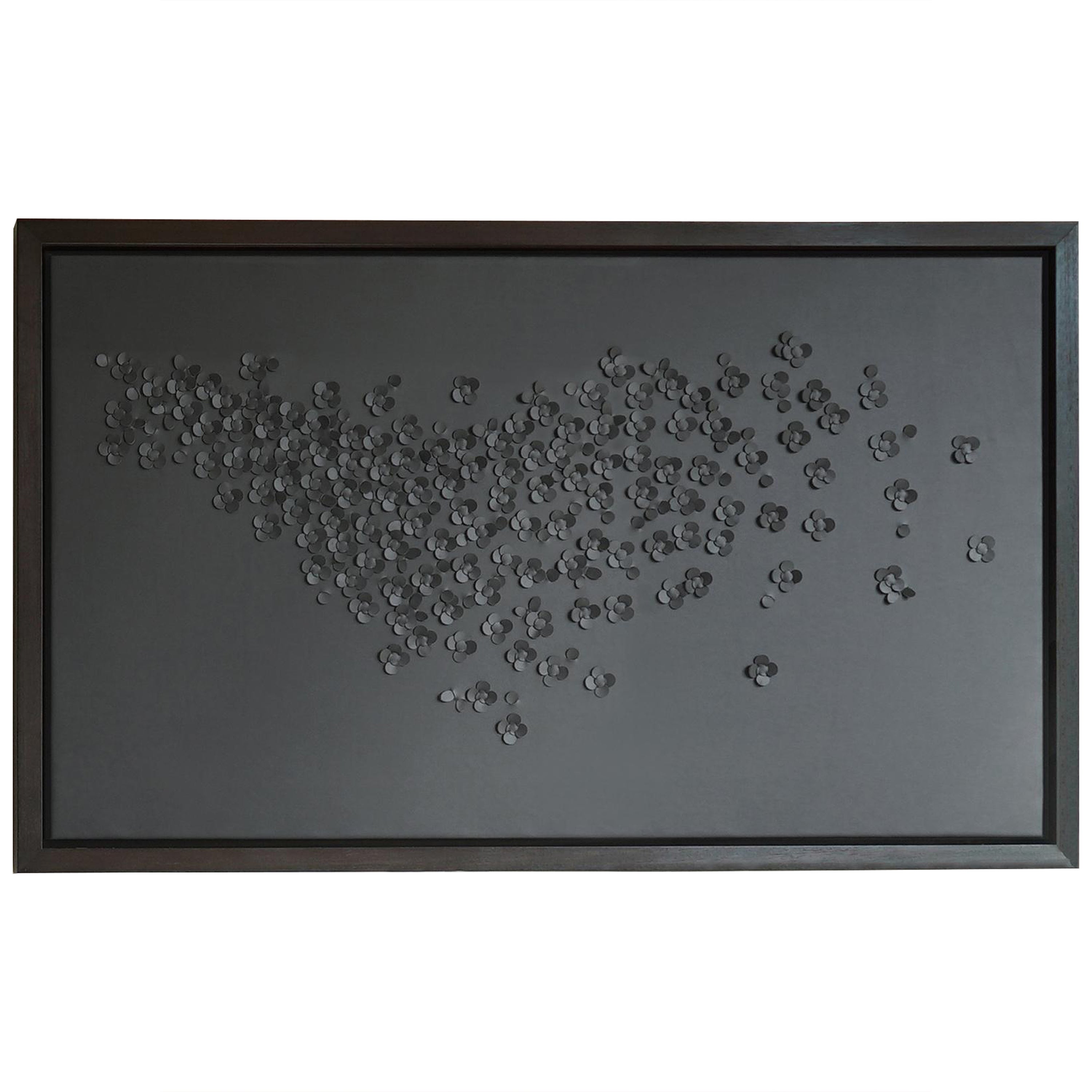 British Blossom, a Piece of 3D Sculptural Grey Leather Wall Art For Sale
