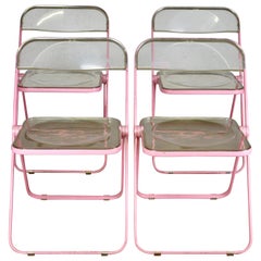 Used Set of 4 Pink Plia Chairs by Giancarlo Piretti for Anonima Castelli, Italy, 1970