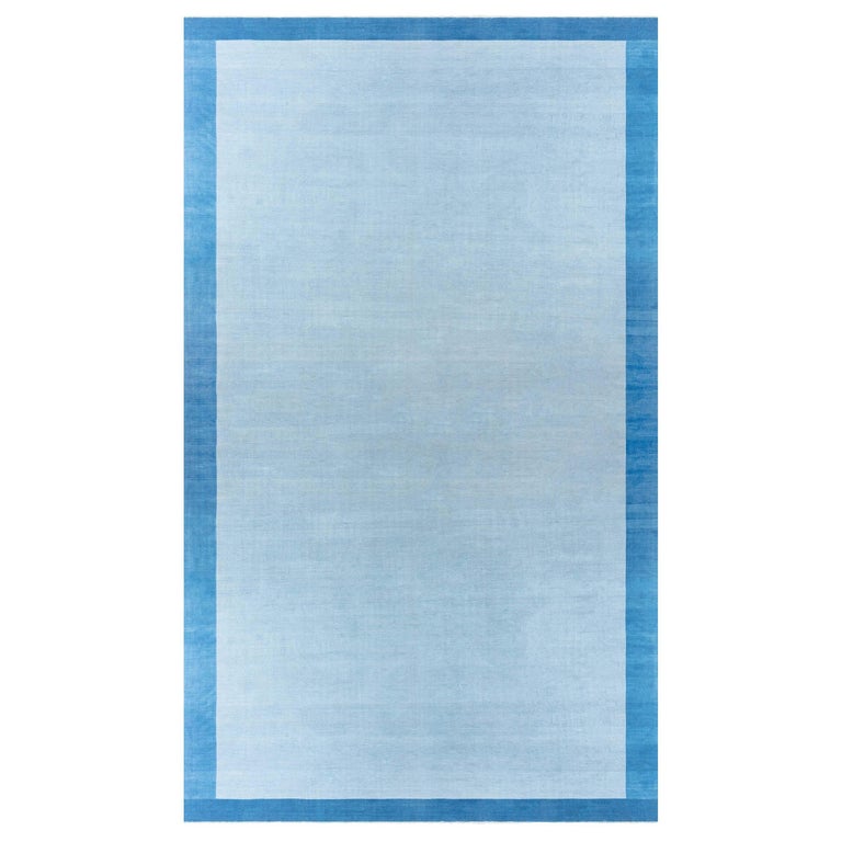 Large Vintage Indian Dhurrie Blue Rug For Sale at 1stDibs