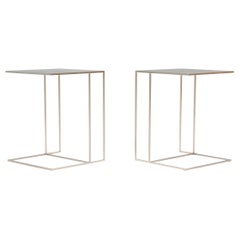 Minotti by Rodolfo Dordoni Leger Brushed Steel Side Tables, Set of Two