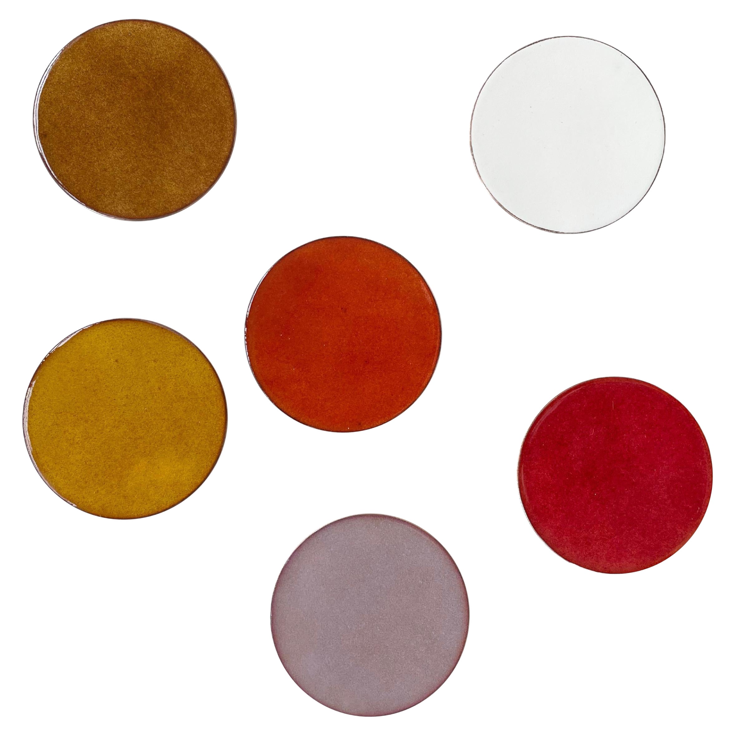 Waifs, Coasters in Wafer Thin Vitreous Enamels, Limited Production, Set of 6 For Sale