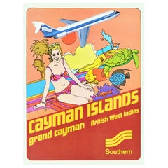 Original Vintage Travel Poster Southern Grand Cayman Islands British West Indies
