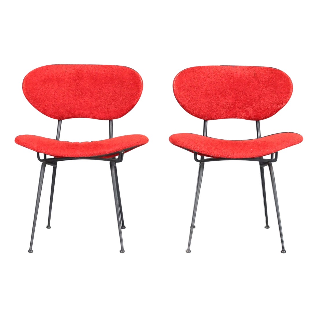 Red Mid-Century Modern Side Chairs by Gastone Rinaldi, Italy, 1960s