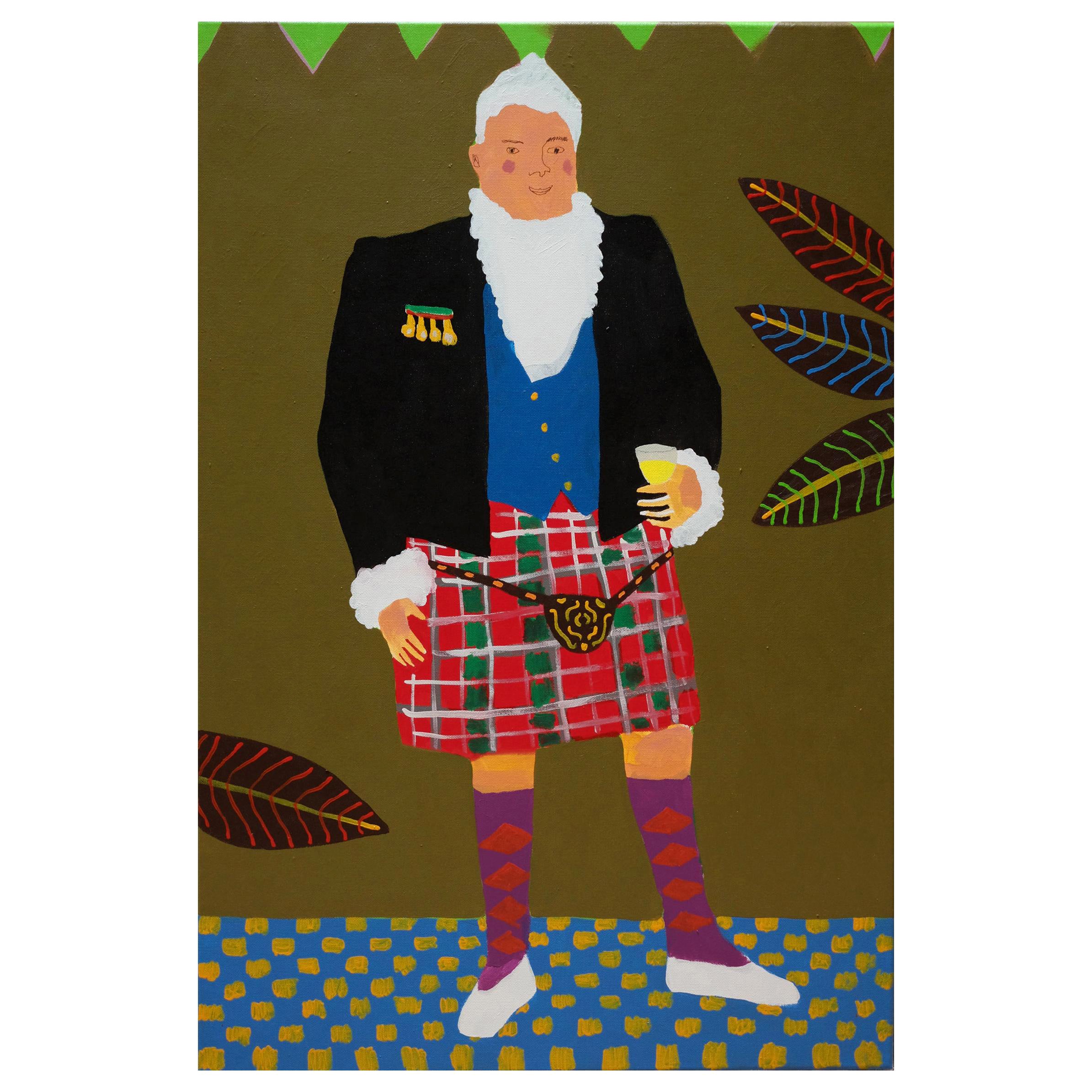 'Night on the Tiles' Portrait Painting by Alan Fears Pop Art Kilt, Scotland For Sale
