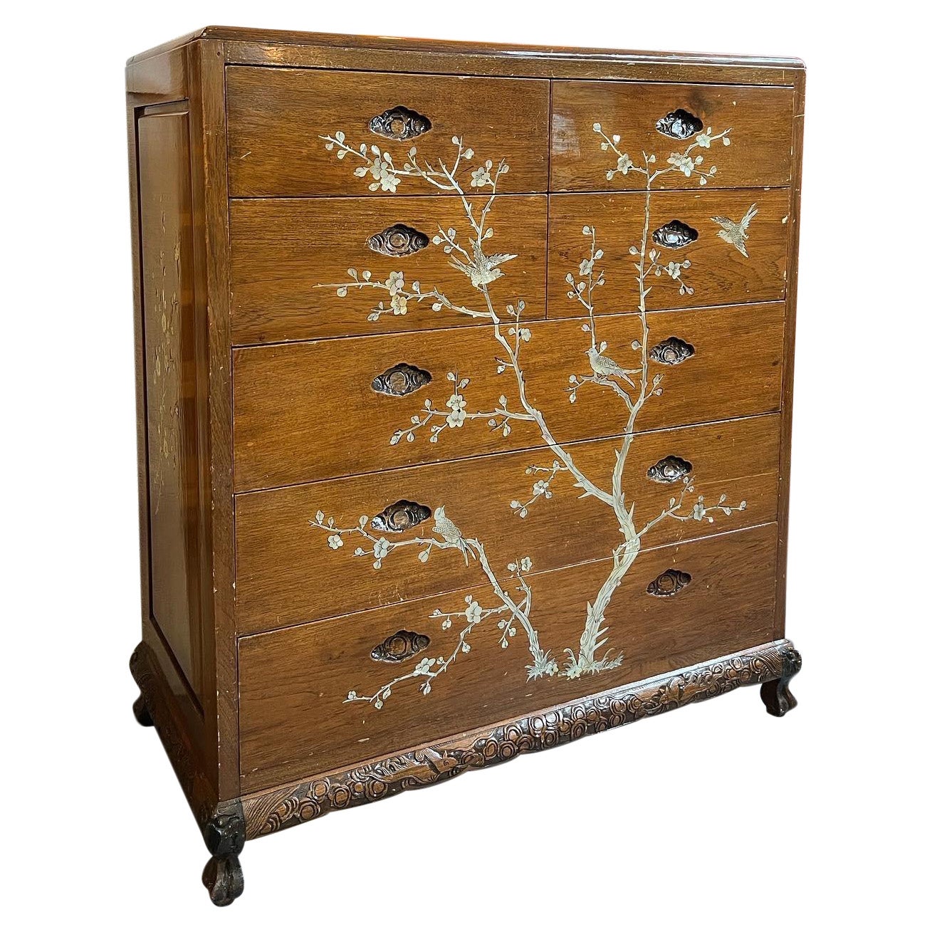 French Chinoiserie Chest of Drawers Pearl Inlay, 1900s For Sale
