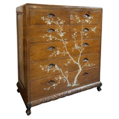 French Chinoiserie Chest of Drawers Pearl Inlay, 1900s