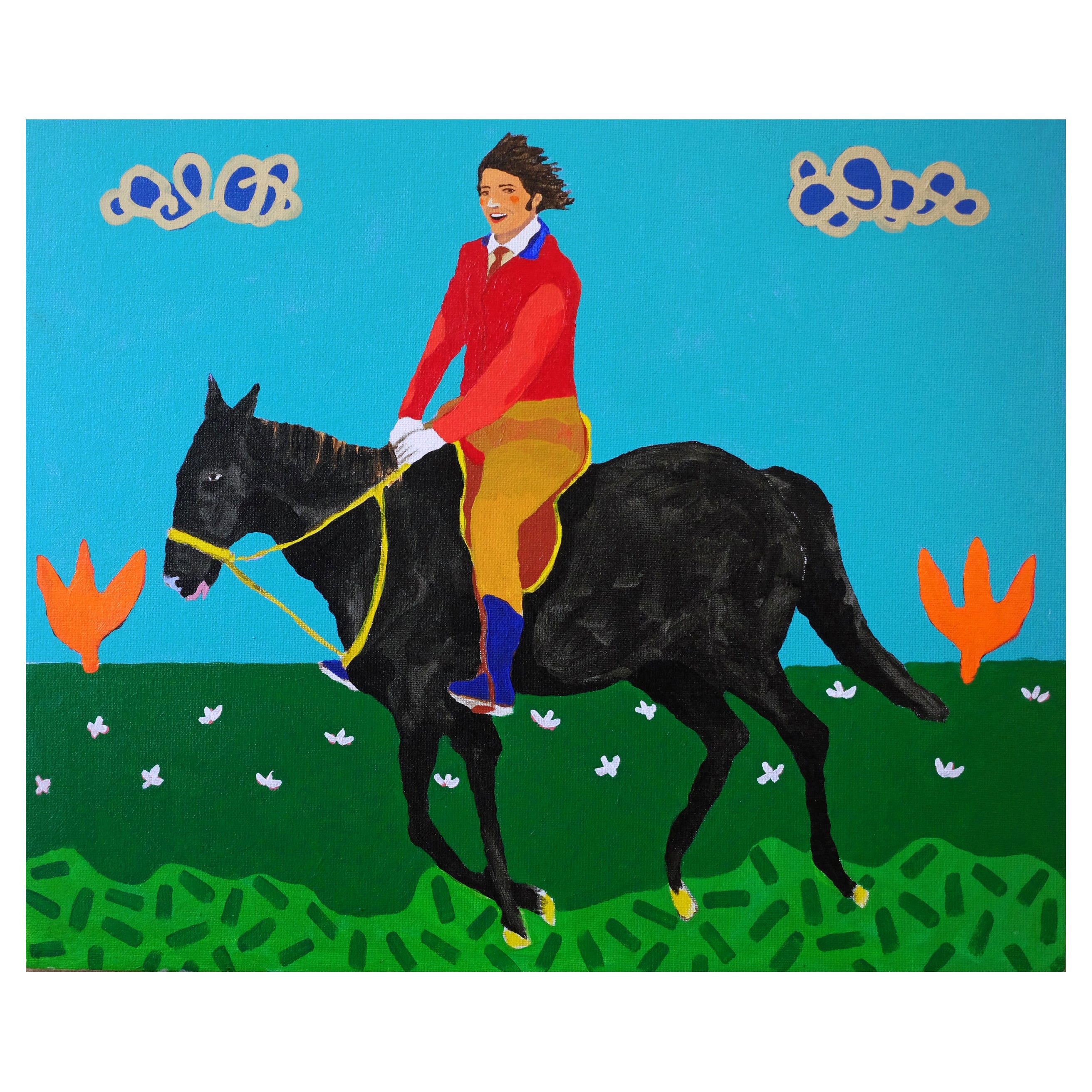 'The Idiot Son' Painting by Alan Fears Acrylic on canvas Board Horse For Sale