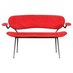 Vintage Red Mid-Century Modern Sofa/Bench by Gastone Rinaldi, Italy, 1960s