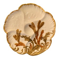 Antique French "Charles Field" Limoges Porcelain Sea Life Oyster Plate, Ca 1900