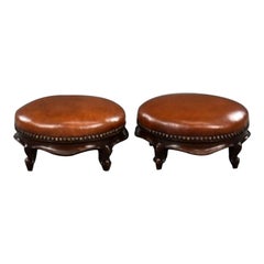 Pair Victorian Leather Footstools