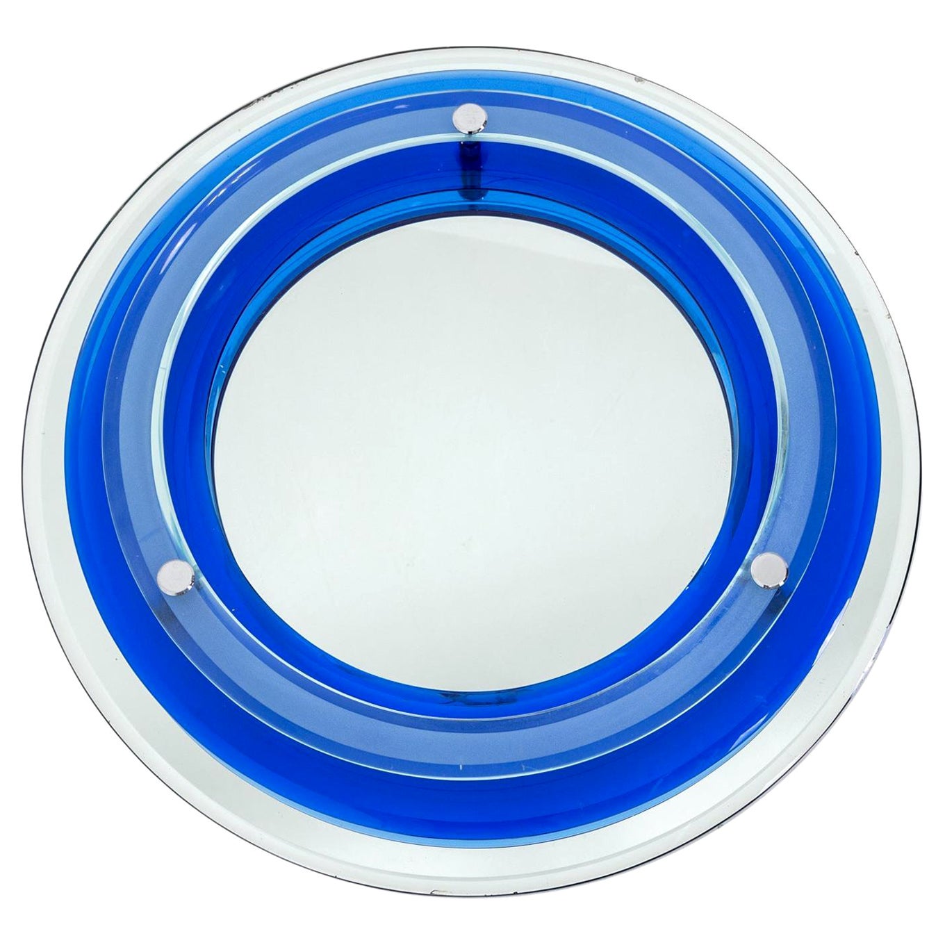 Italian Round Art Glass Mirror by Veca For Sale