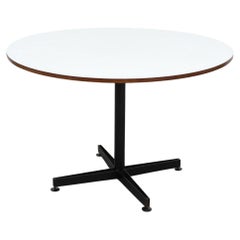 Osvaldo Borsani Round Pedestal Table with Laminate Top, Teak Edge & Black Base