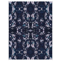 Tapis Eskayel, Huerfano, bleu marine, tissage en croix de laine/soie mrinos