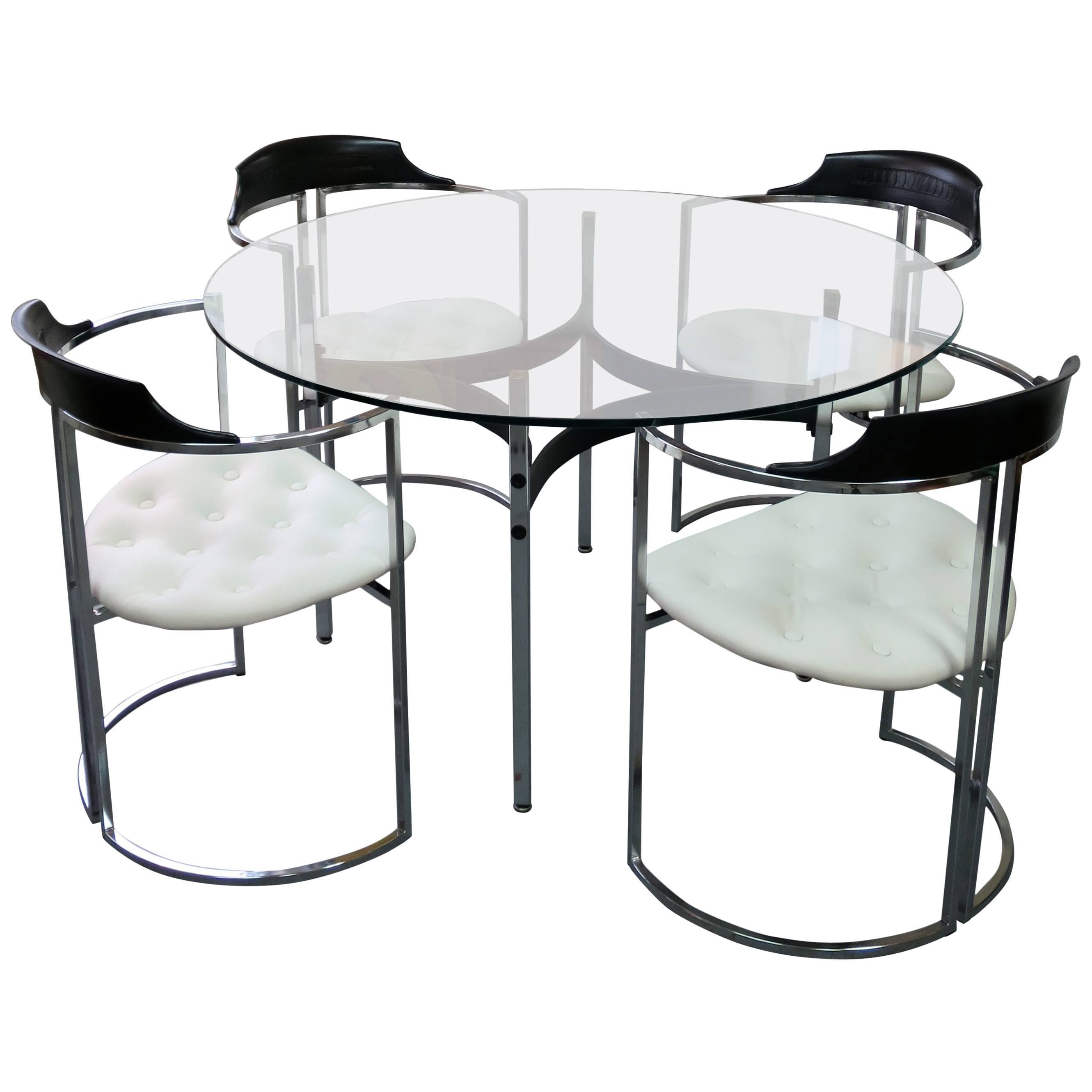 Midcentury Chrome Dining Table and Four Chairs For Sale at 1stDibs