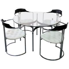 Vintage Midcentury Chrome Dining Table and Four Chairs