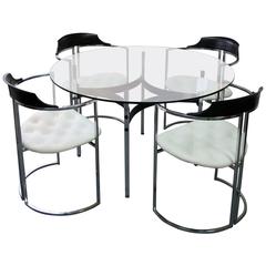 Midcentury Chrome Dining Table and Four Chairs