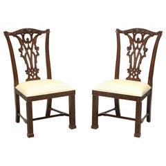 MAITLAND SMITH Mahogany Chippendale Fretwork Dining Side Chairs - Pair 
