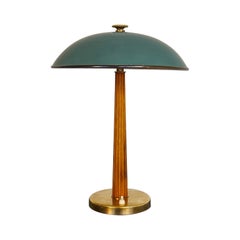 Art Deco Brass and Birch Table Lamp Böhlmarks Nordiska Kompaniet, Sweden, 1940s