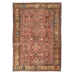   Antique Persian Sultanabad Colorful Rug With All-Over Design in salmon & Gold