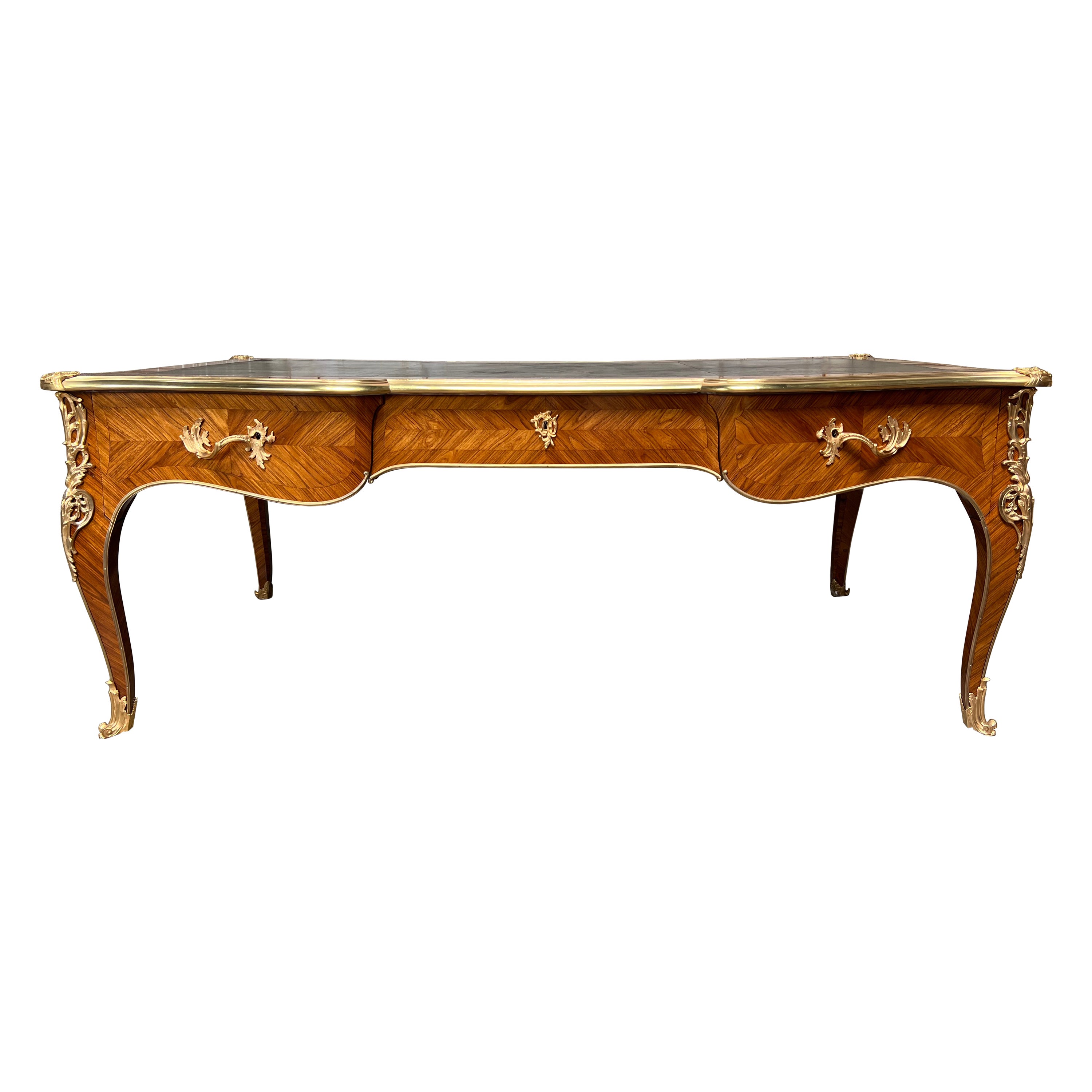 Large 19th Century French Louis XV Style Bureau Plat Partners Desk