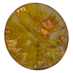 Mid-Century Mixed Media Glass Disc Wall Decoration with Gold Leaf