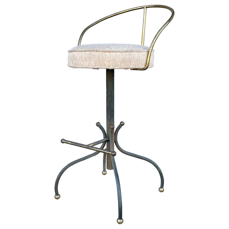 Vintage Brass Bar Stool by Charles Hollis Jones For Sale at 1stDibs