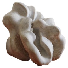 Abstract Hand Carved Statuarietto Marble Sculpture, France 20th Century