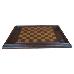 Antique Mahogany Double Sided Draughts Checkers Chess Game Board