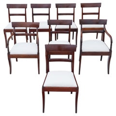 Antique Fine Quality Set of 8 '6 + 2' Regency Mahogany Dining Chairs 19th Centur