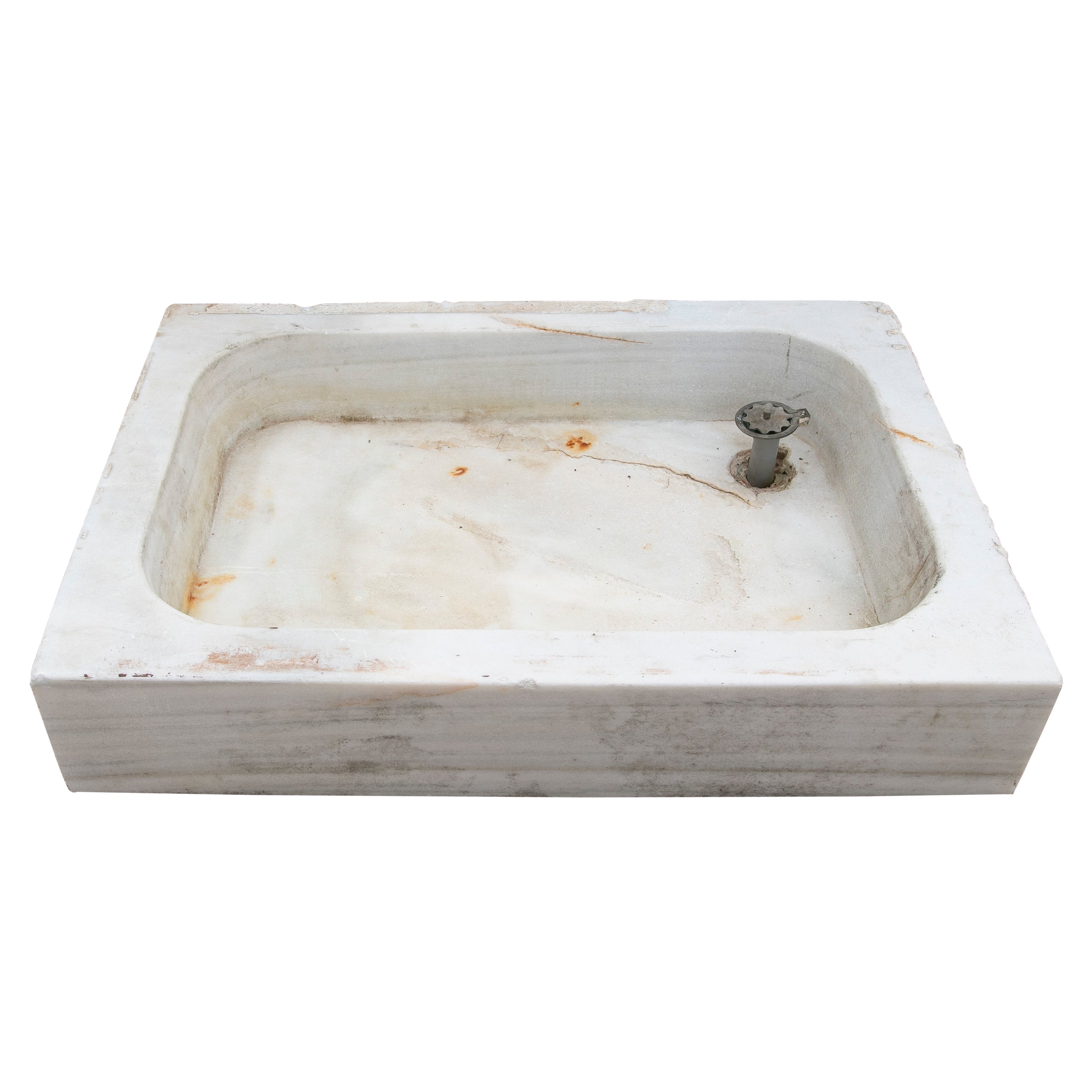 19th Century Antique Spanish White Marble Sink For Sale