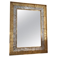 Retro Gold and Crystal Murano Glass and Brass Mirror