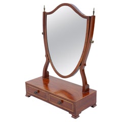 Antique Quality 19th Century Mahogany Shield Dressing Table Swing Mirror