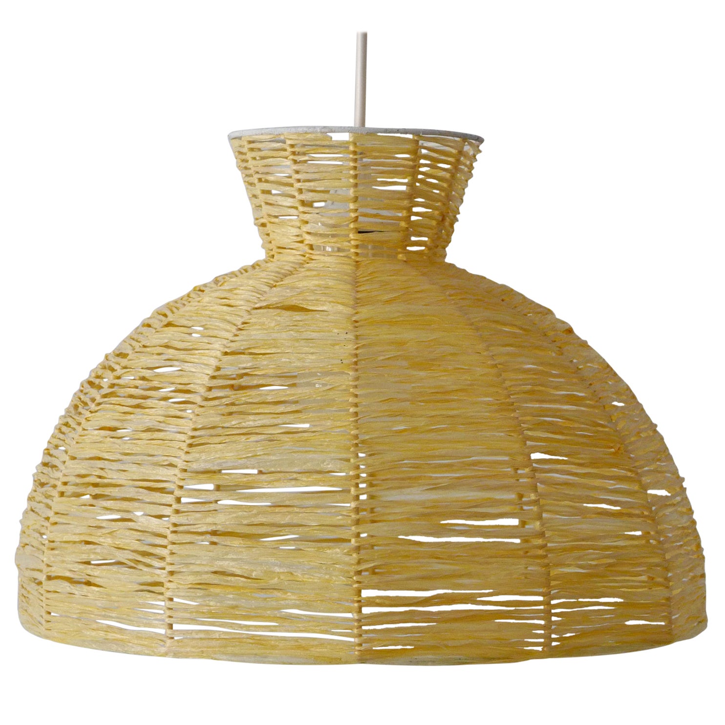 Mid-Century Modern Raffia Bast Pendant Lamp or Hanging Light Germany 1970s For Sale