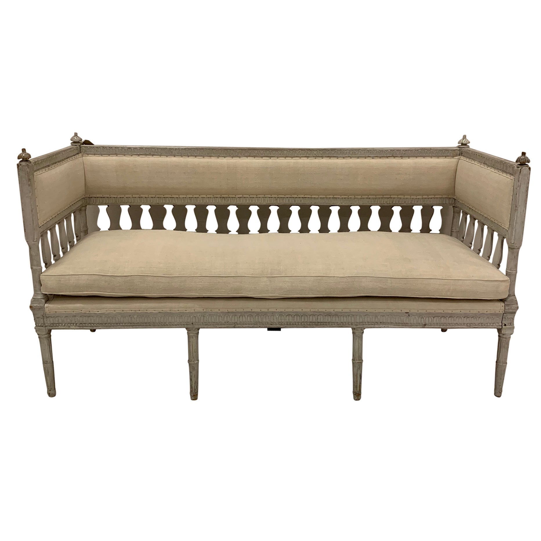 19th Century Swedish Painted Sofa with Decorative Detail in the Gustavian Style