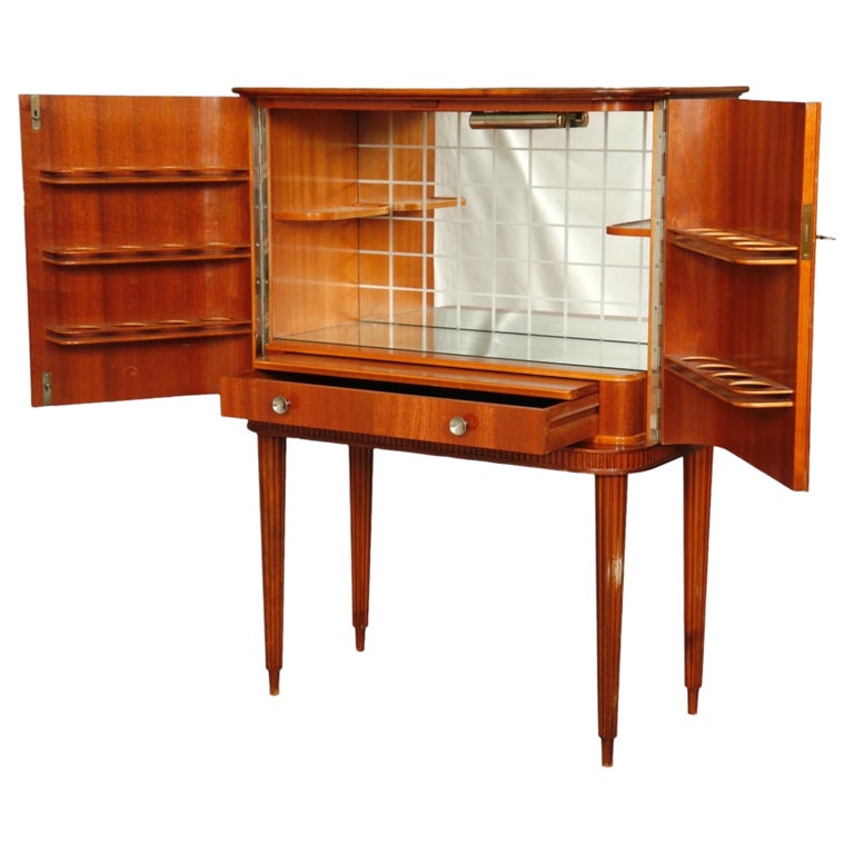 1950s, Slim Midcentury Mahogany Dry Bar or Cabinet by Forenades Mobler,  Sweden For Sale at 1stDibs