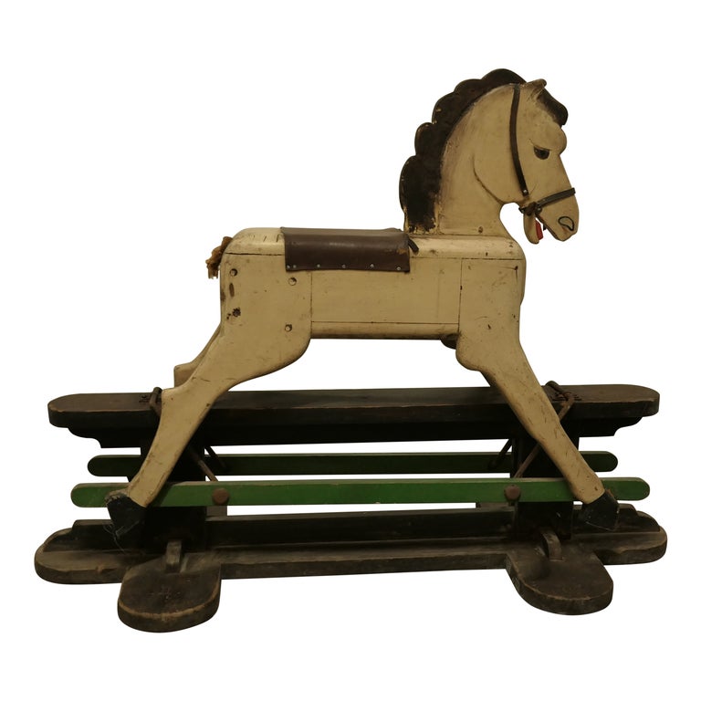 A 1920s Wooden Rocking Horse For Sale at 1stDibs
