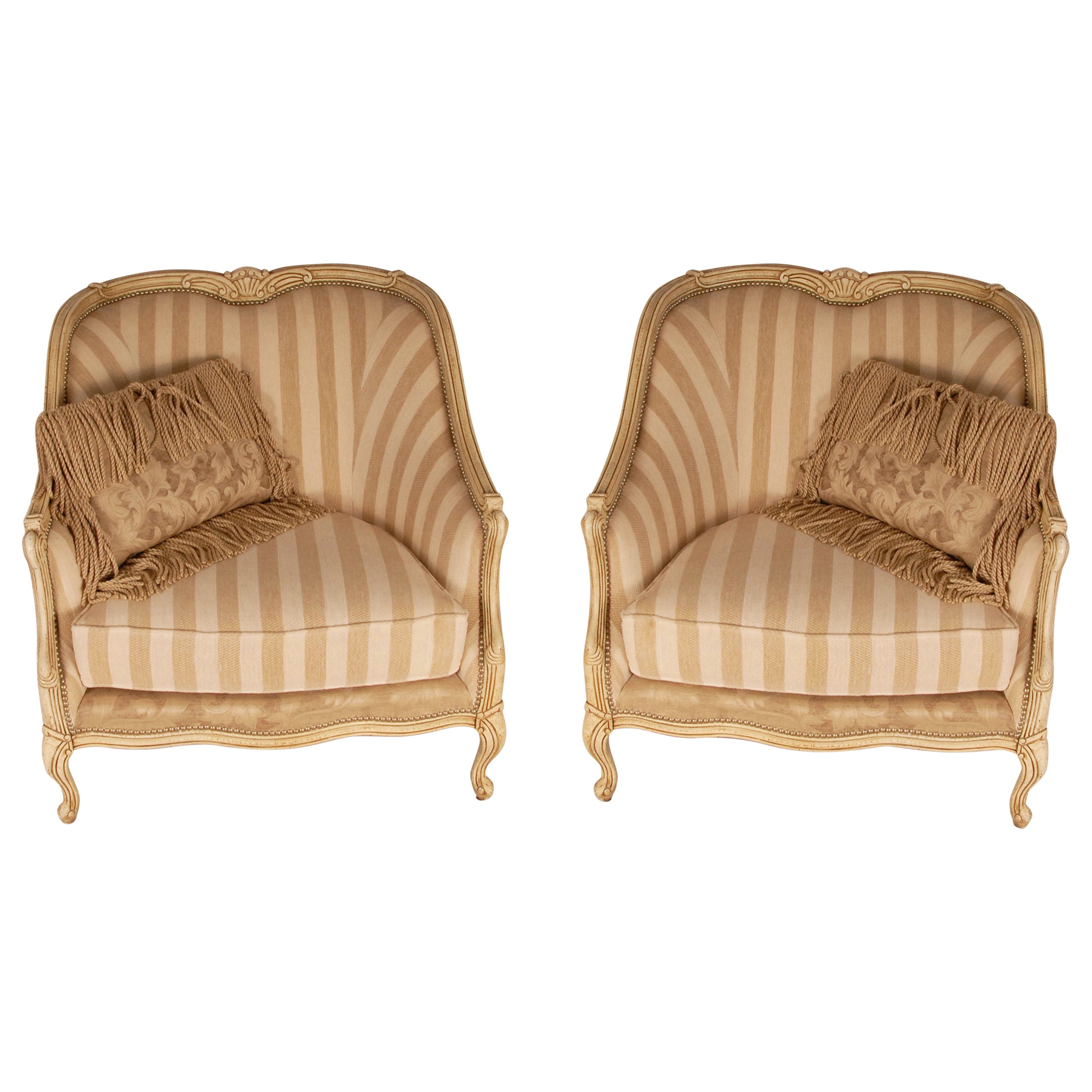 French Country Henredon Beacon Hill Oversized Bergere Chairs Armchairs a Pair
