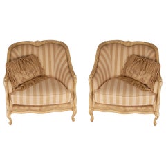 French Country Henredon Beacon Hill Oversized Bergere Chairs Armchairs a Pair