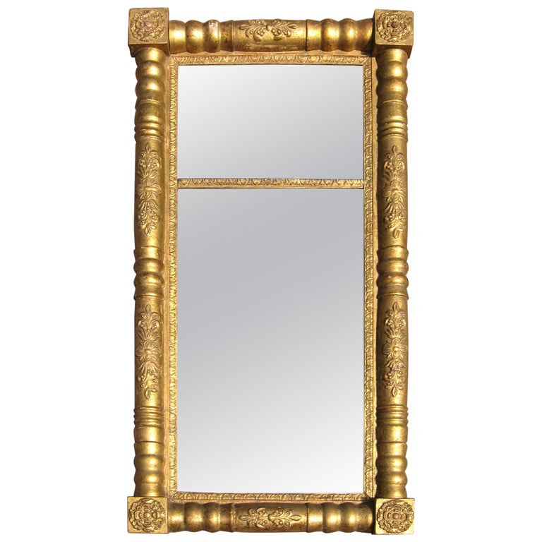 Neoclassical Gold Gilt Pier Mirror, 2 Section For Sale at 1stDibs