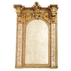 French Baroque Mirror Carved Wood 19th Century